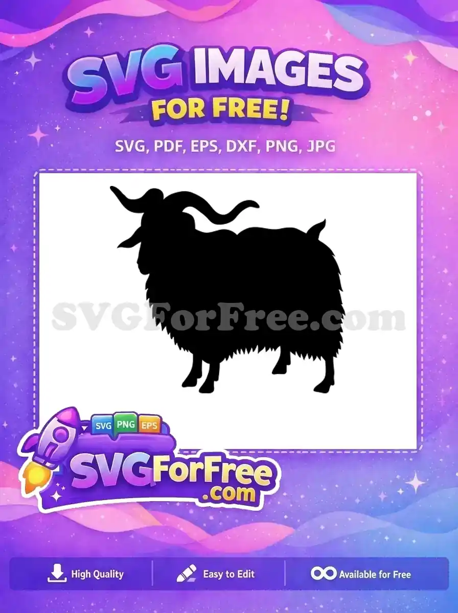 Free Curled Horns Goat Free Fluffy Body Silhouette Free SVG