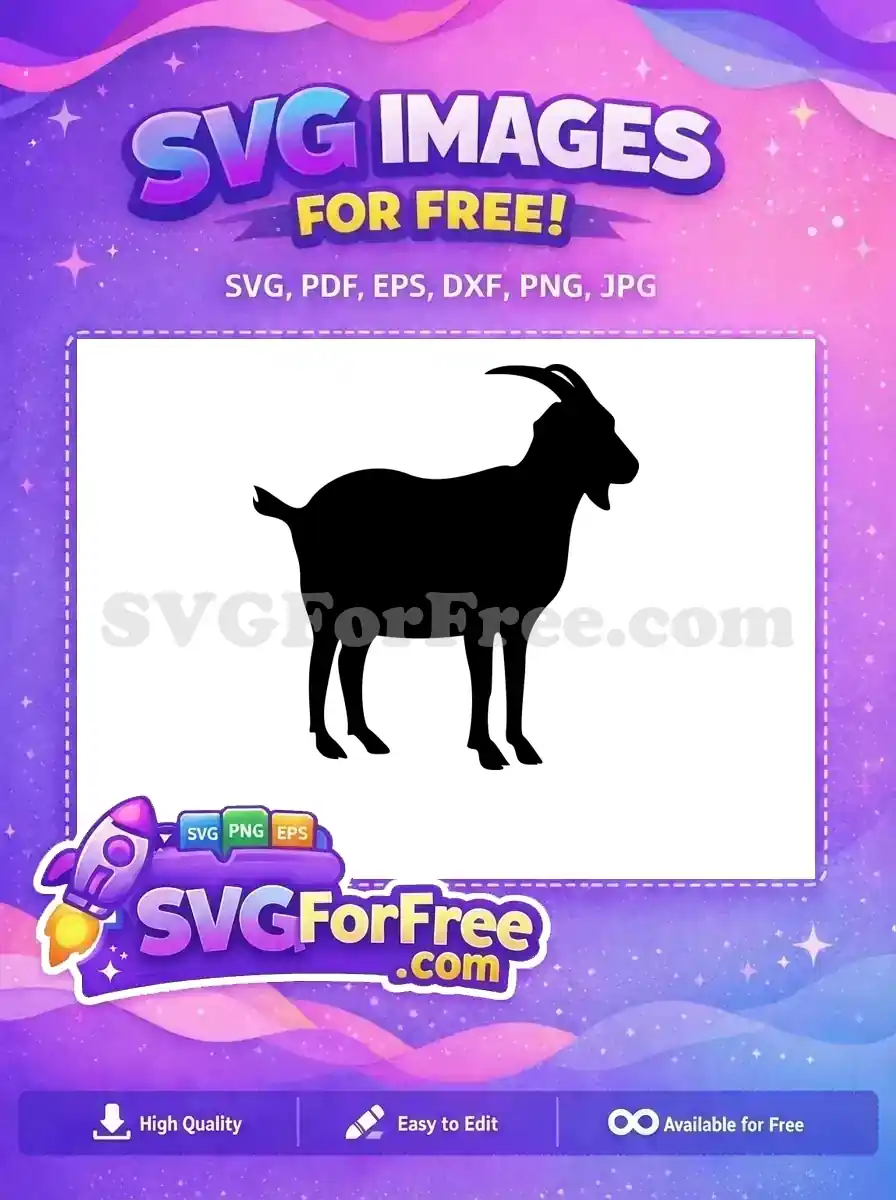 Free Black Goat Silhouette Free Horned Farm Animal Free SVG