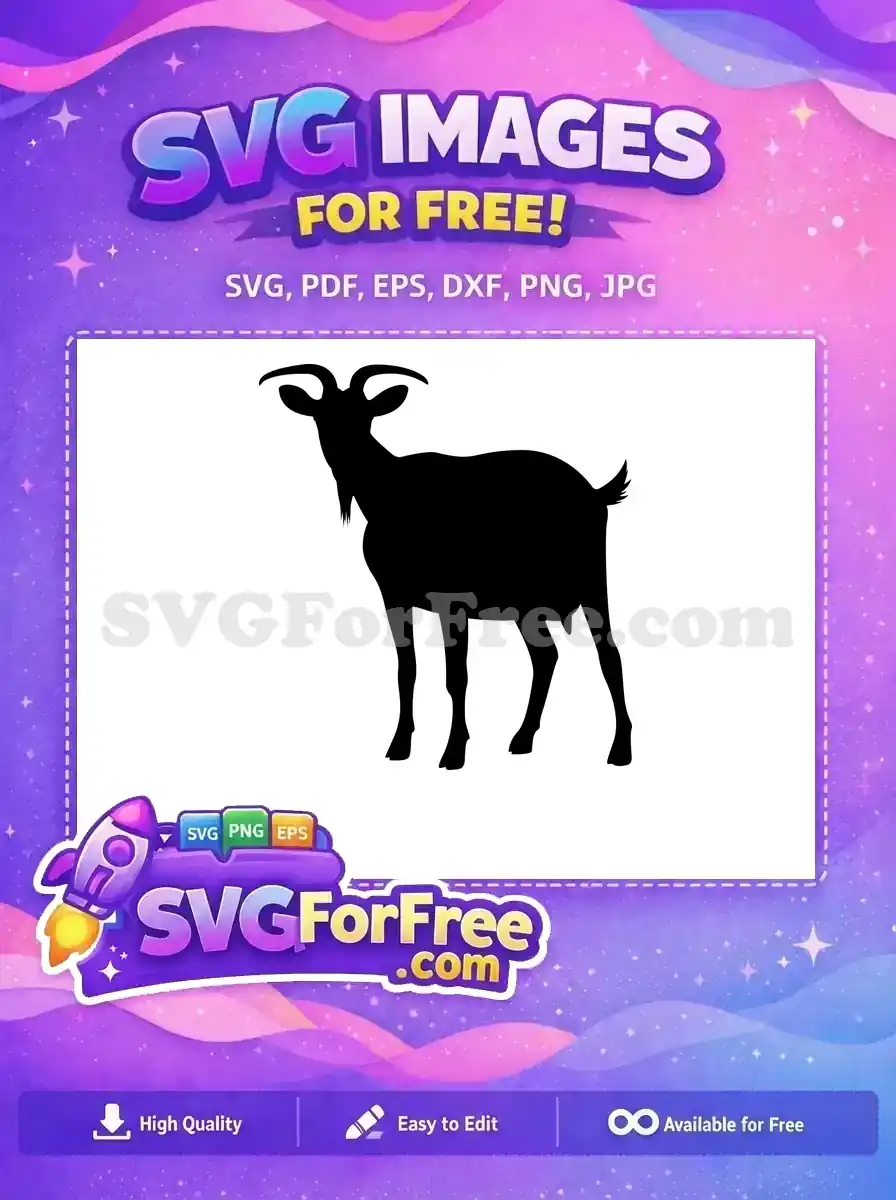 Free Black Horned Goat Free Silhouette Farm Animal Free SVG