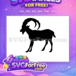 Free Curled Horns Free Black Goat Silhouette Art Free SVG - Instant Download