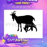 Free Mother Goat Silhouette Free Baby Goat Nursing Silhouette Free SVG - Instant Download