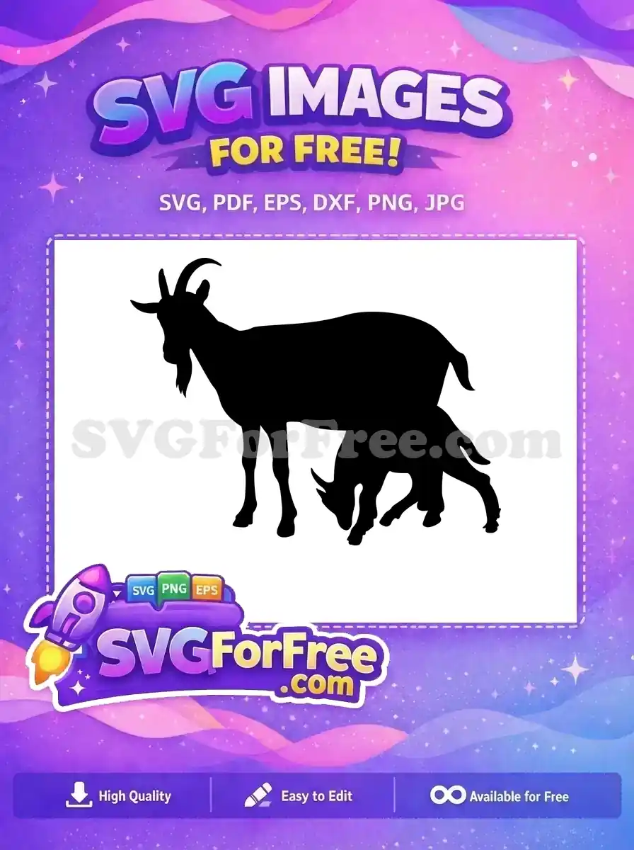 Free Mother Goat Silhouette Free Baby Goat Nursing Silhouette Free SVG