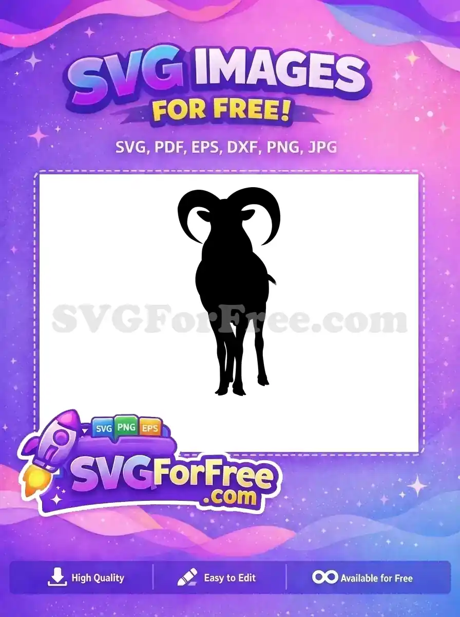 Free Curved Horns Free Mountain Goat Silhouette Free SVG 1