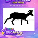 Free Walking Goat Free Curled Horns Silhouette Free SVG - Instant Download