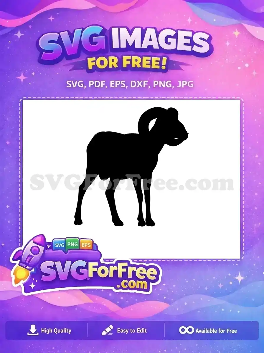 Free Curled Horns Free Goat Silhouette Farm Free SVG 3