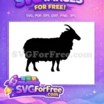 Free Horned Goat Free Side Profile Silhouette Art Free SVG - Instant Download