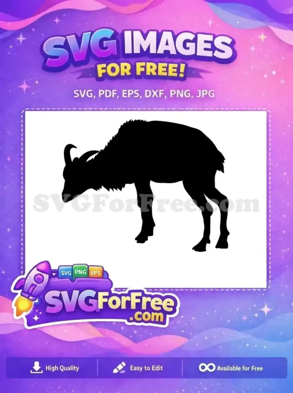 Free Detailed Horns Free Mountain Goat Silhouette Art Free SVG 2