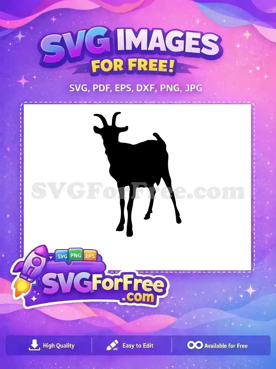 Free Horned Goat Free Farm Animal Silhouette Free SVG 3