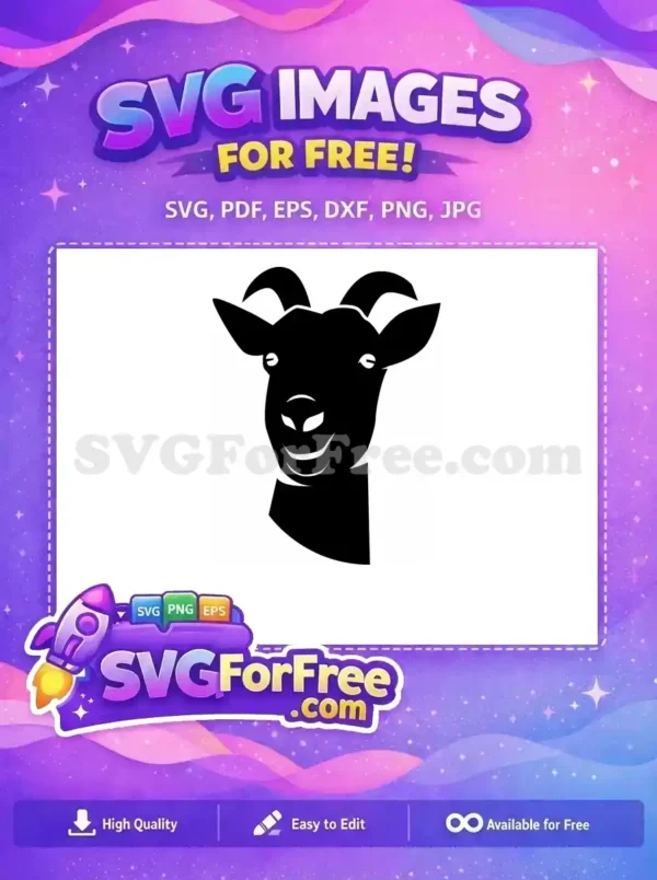Free Horned Goat Free Farm Animal Silhouette Free SVG 4