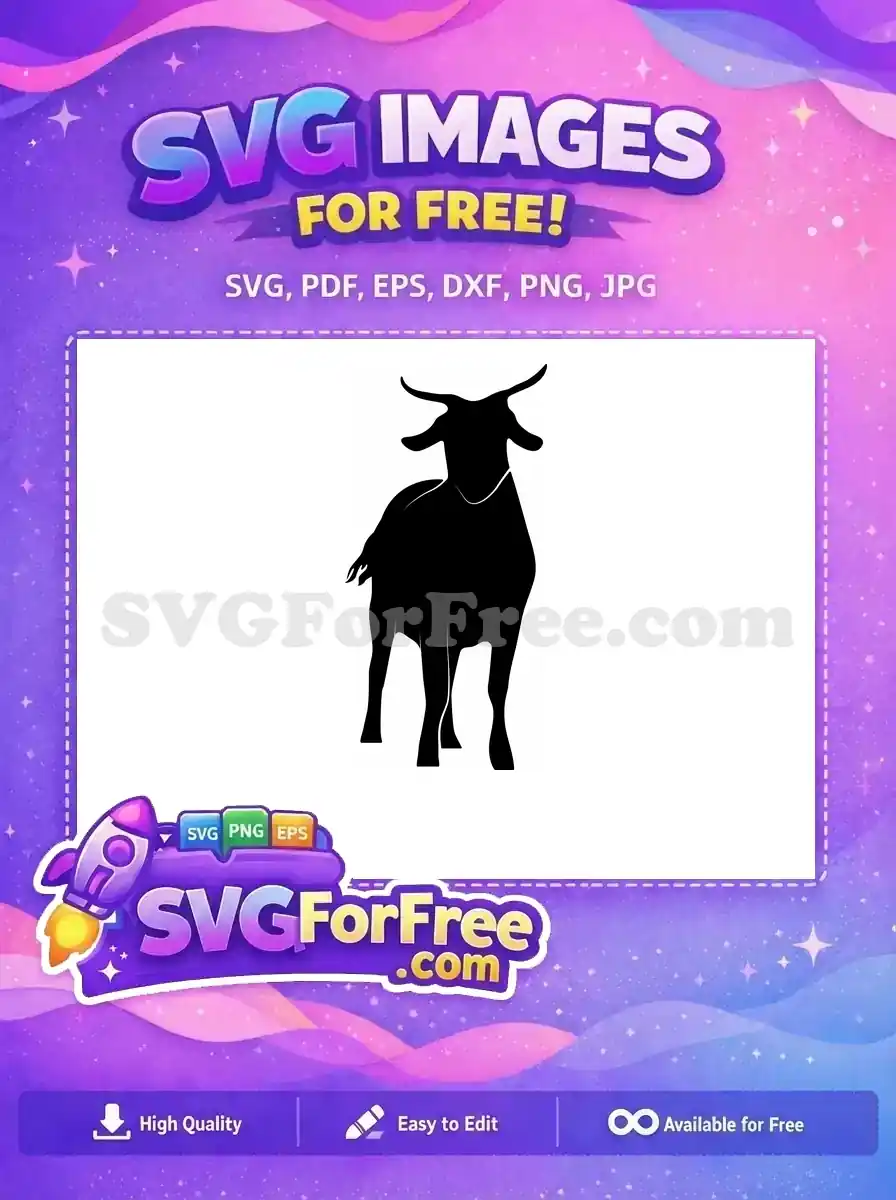 Free Farm Animal Free Horned Goat Silhouette Free SVG 4