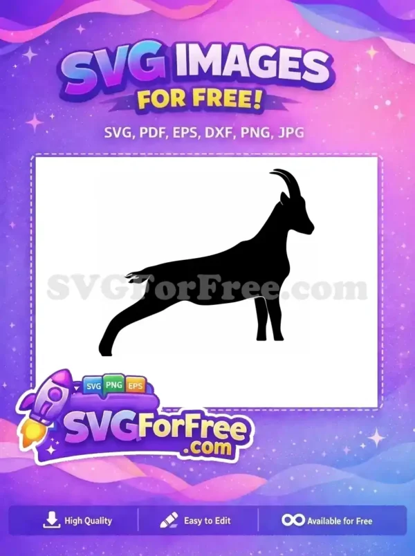 Free Farm Animal Free Horned Goat Silhouette Free SVG 6