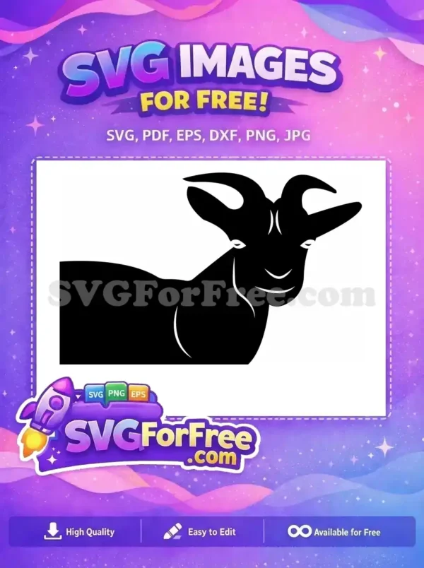 Free Detailed Horns Free Mountain Goat Silhouette Art Free SVG 5