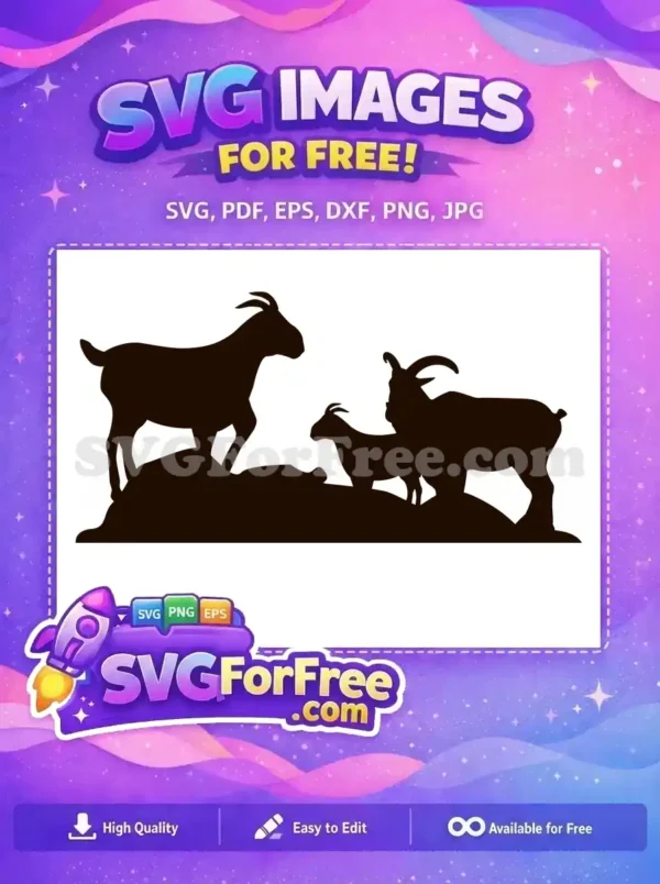 Free Three Goat Silhouette Free Mountain Scene Free SVG Free Three Goat Silhouette Free Mountain Scene Free SVG