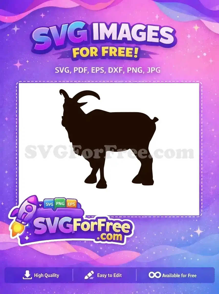 Free Brown Horned Goat Free Silhouette Vector Free SVG