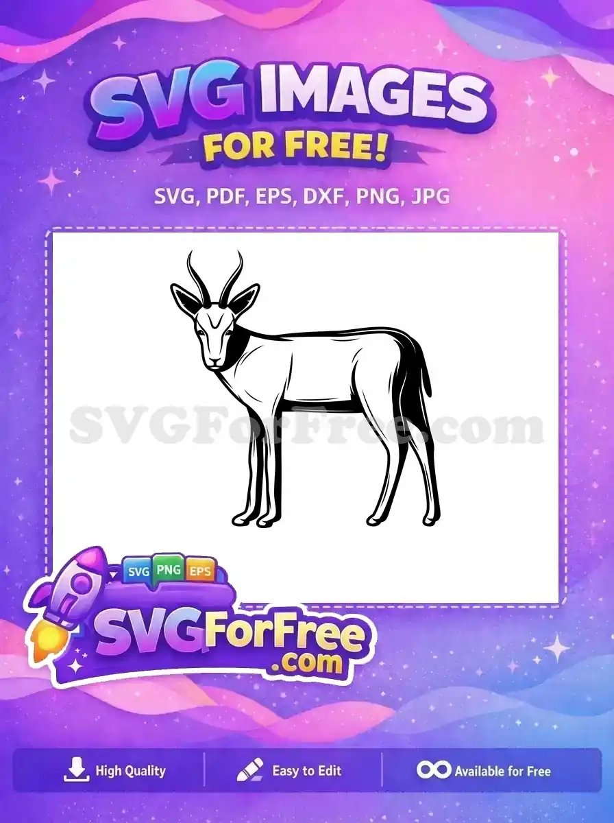Free Antelope Silhouette Free Curved Horns Animal Free SVG