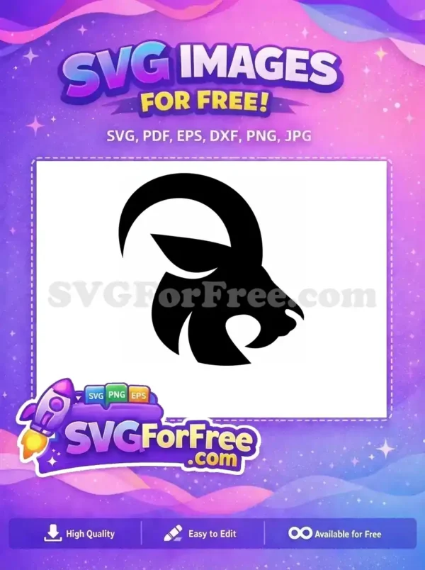 Free Detailed Horns Free Mountain Goat Silhouette Art Free SVG 7