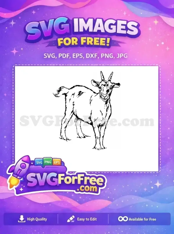 Free Horned Goat Free Farm Animal Silhouette Free SVG 8