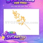 Free Gold Line Art Flower Free Botanical Branch Free SVG - Instant Download