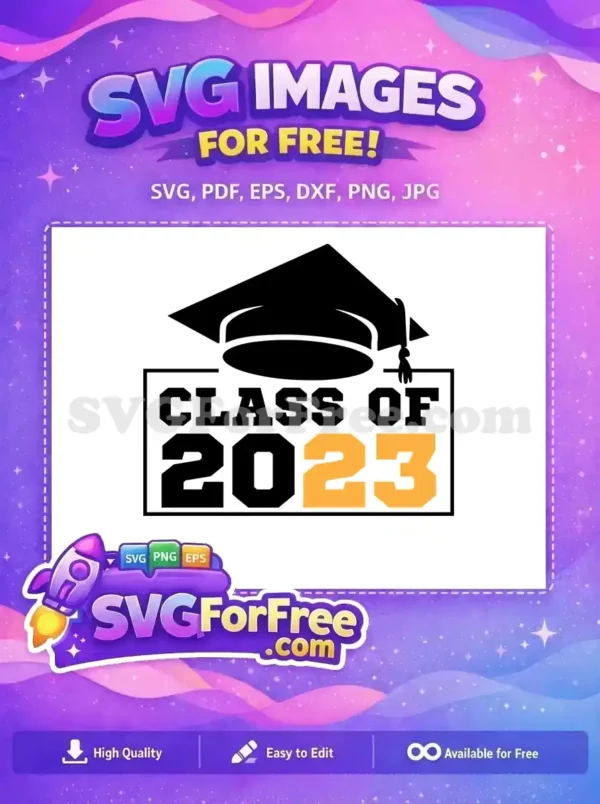 Free Black Cap Free Gold 2023 Class Free SVG