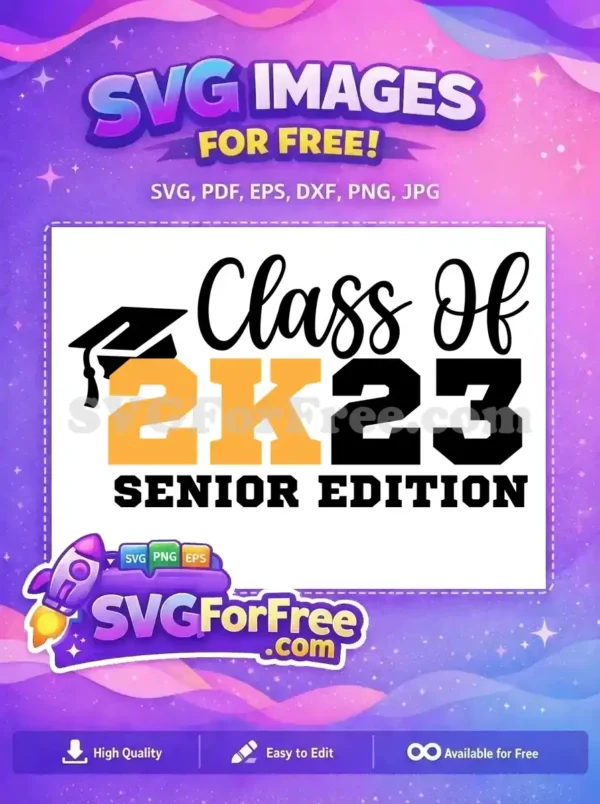 Free Classy Script Free Graduation Cap Senior Free SVG