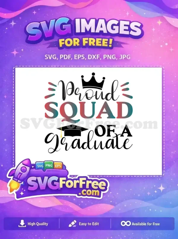 Free Red Teal Proud Squad Free Graduate Cap Graduation Free SVG