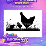 Free Intricate Grass Hen Free Detailed Cutout Silhouette Free SVG - Instant Download