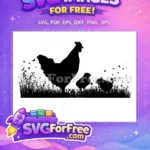 Free Detailed Grass Free Hen Silhouette Hen Free SVG - Instant Download