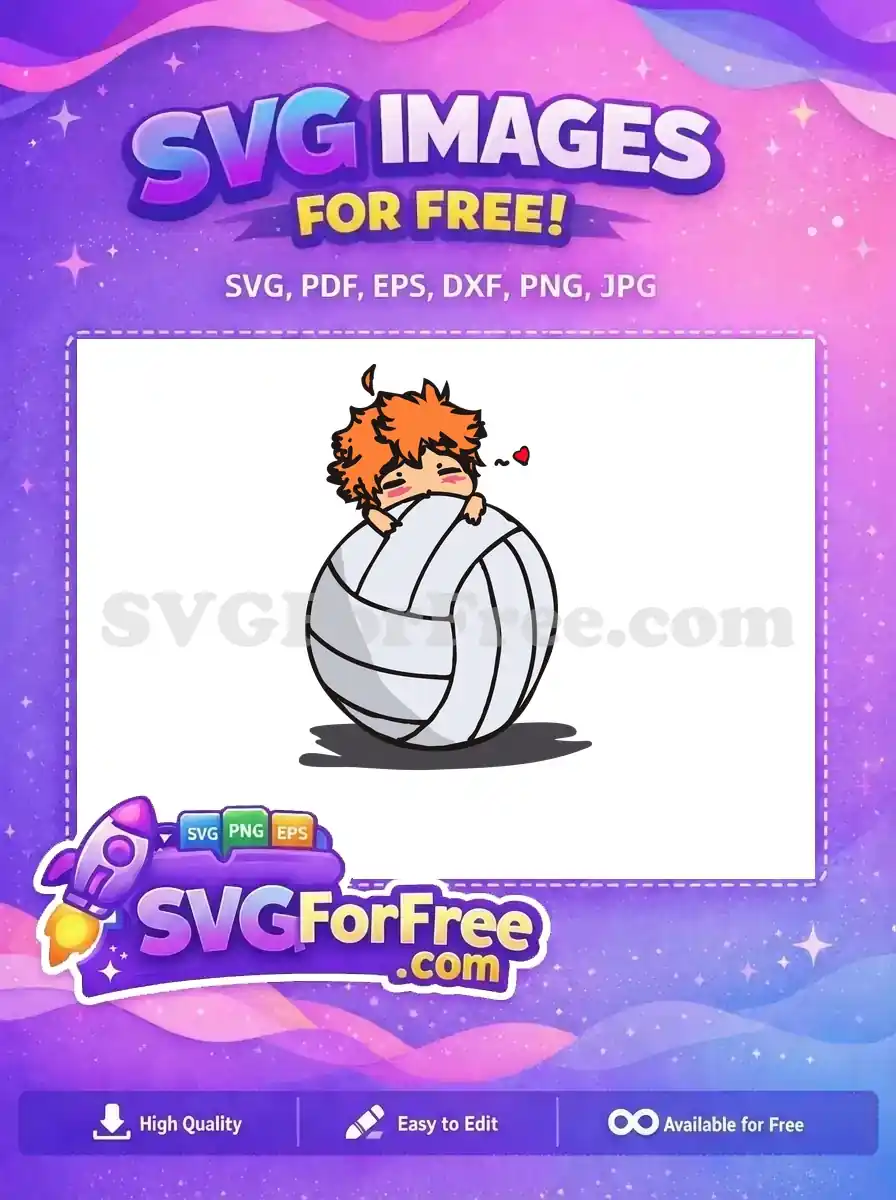 Free Hinata Hugging Ball Free Chibi Haikyuu Anime Free SVG
