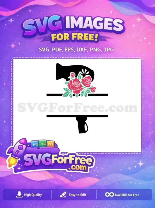 Free Pink Roses Free Green Leaves Hairdresser Free SVG 2