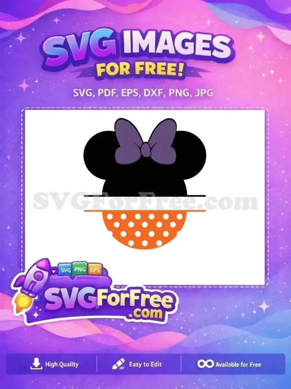 Free Minnie Purple Bow Free Orange Polka Halloween Free SVG