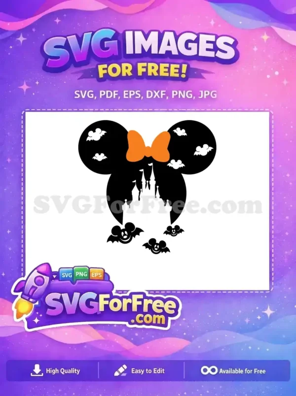 Free Minnie with Bats Free Castle Silhouette Halloween Free SVG Free Minnie with Bats Free Castle Silhouette Halloween Free SVG