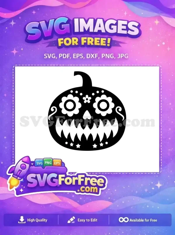 Free Floral Eyes Free Spooky Mouth Halloween Free SVG
