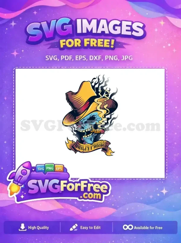 Free Blue Skull Cowboy Free Cigar Halloween Design Free SVG Free Blue Skull Cowboy Free Cigar Halloween Design Free SVG