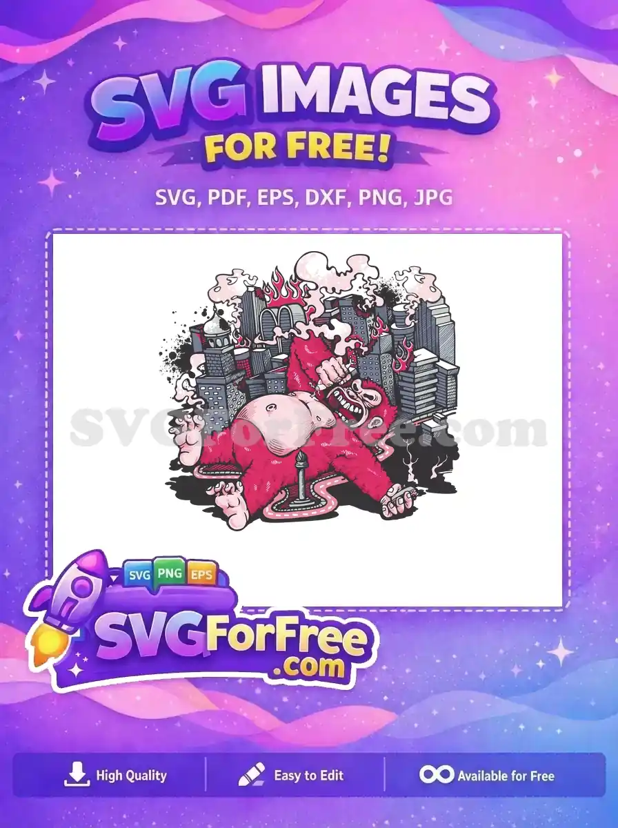 Free Pink Kong Angry Free Cityscape Halloween Free SVG