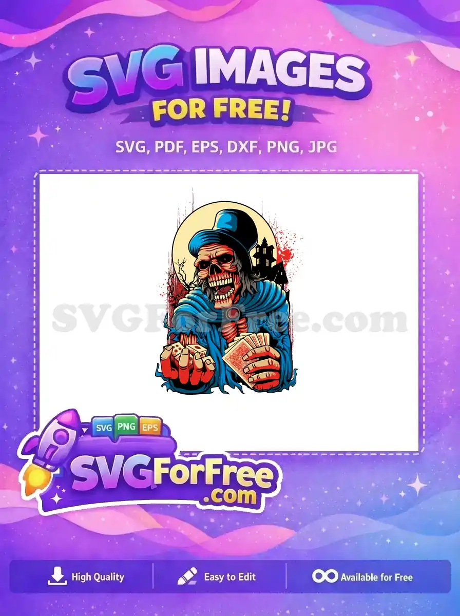 Free Undead Gambler Free Dice Playing Cards Halloween Free SVG