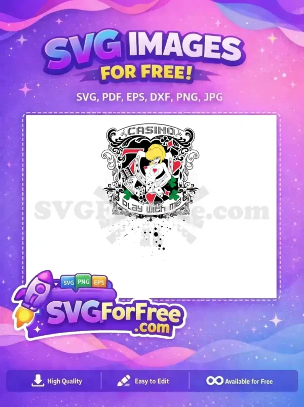 Free Blonde Anime Girl Free Casino Cards Halloween Free SVG