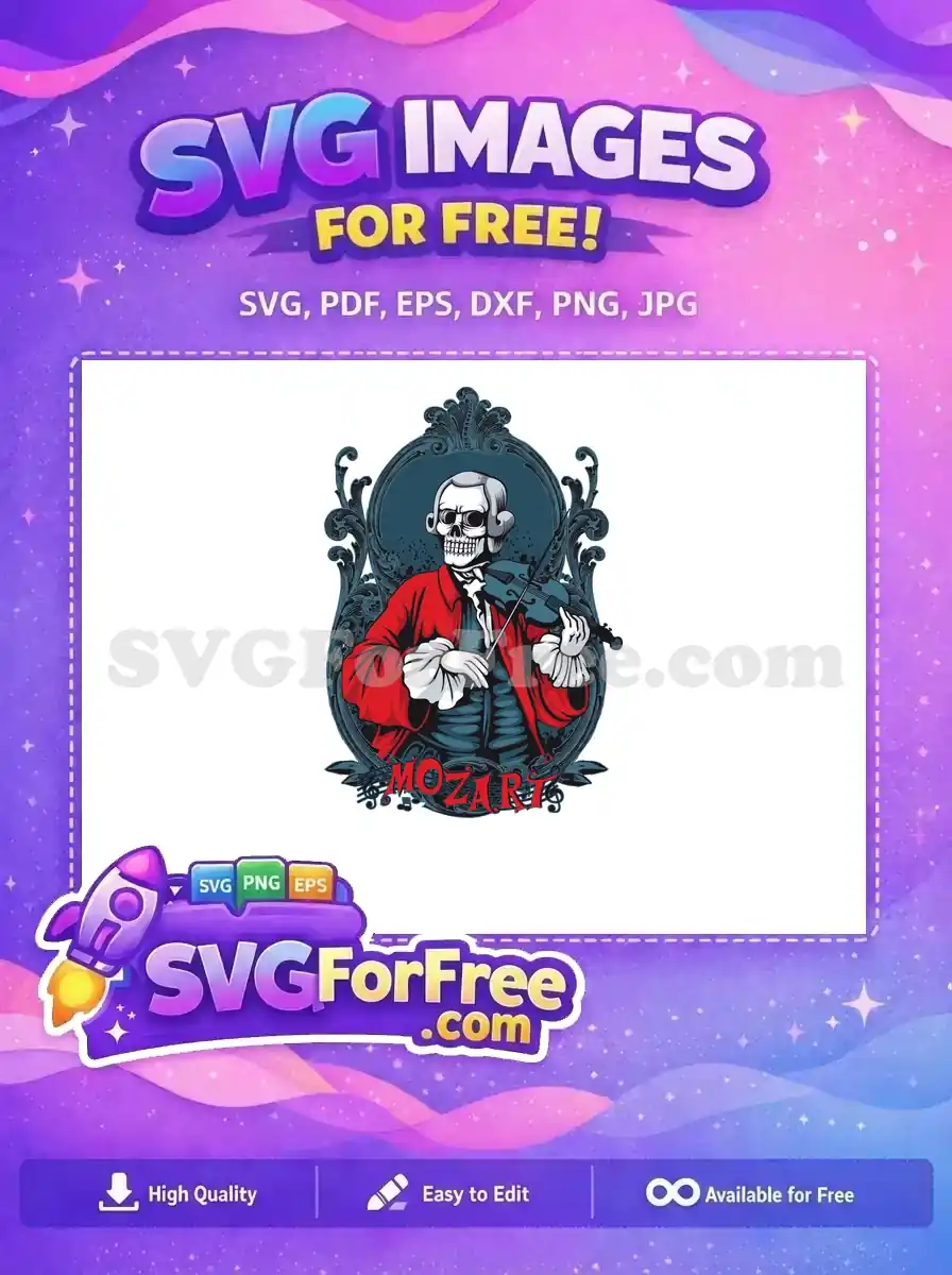 Free Skull Violinist Free Red Coat Mozart Free SVG