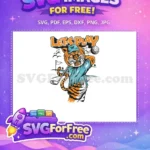 Free Orange Tiger Golfing Free Blue Cap Halloween Free SVG - Instant Download
