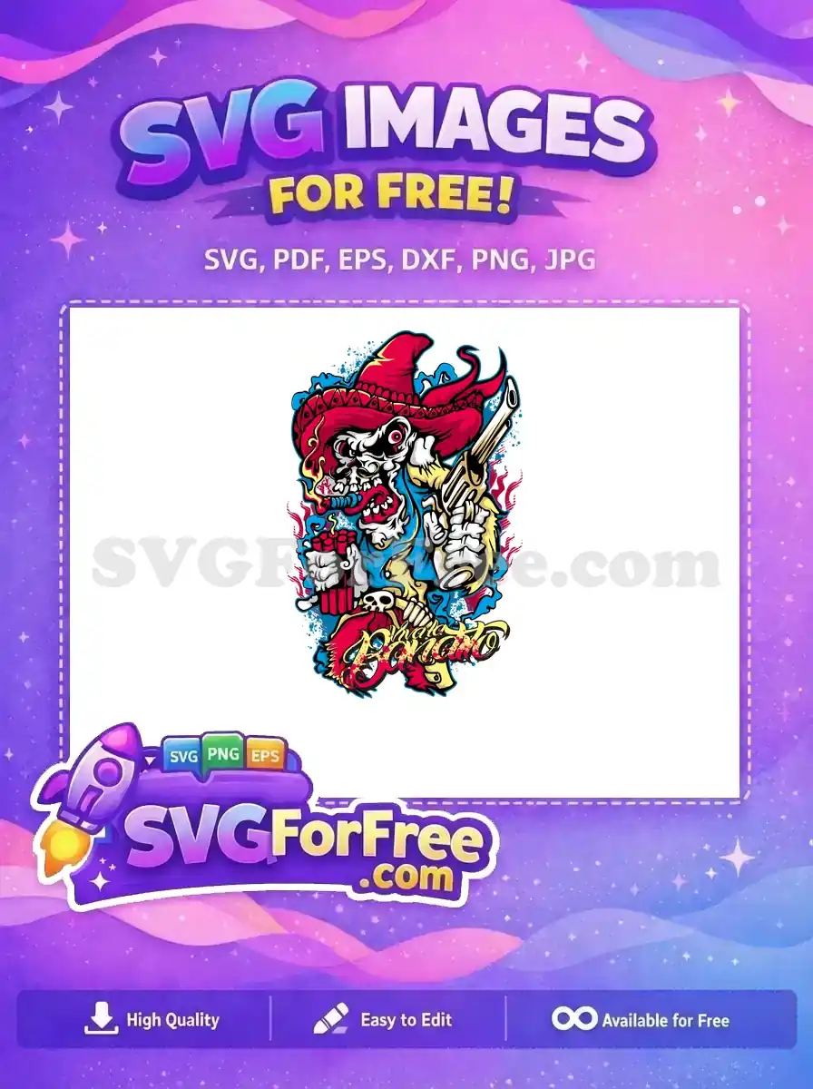 Free Smoking Skeleton Sombrero Free Dynamite Gun Halloween Free SVG