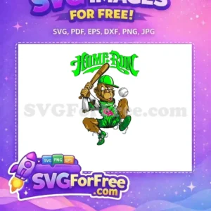 Free Baseball Monkey Batting Free Home Run Green Free SVG