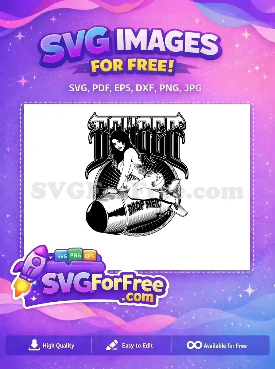 Free Black Hair Free Pin Up Girl Bomb Ride Free SVG