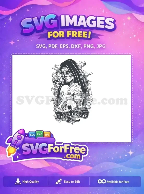 Free Sugar Skull Tattoo Free Calavera Girl Halloween Free SVG
