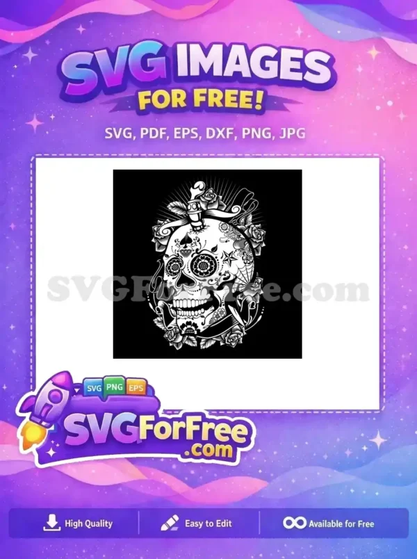 Free Skull Dagger Free Roses Halloween Design Free SVG