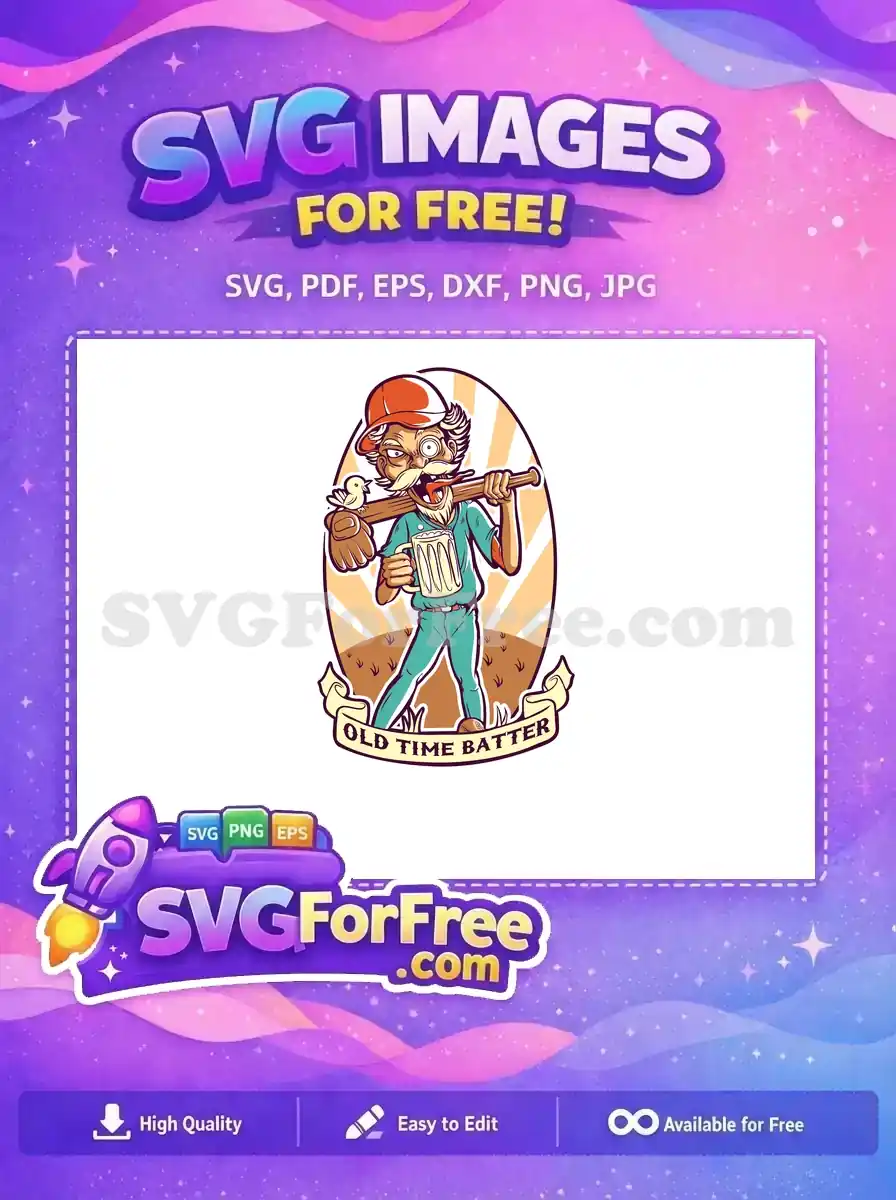Free Orange Hat Free Bird Teal Outfit Old Time Batter Free SVG