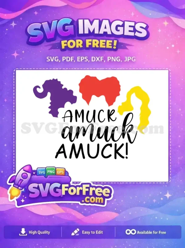 Free Colorful Hair Free Amuck Text Hocus Pocus Free SVG