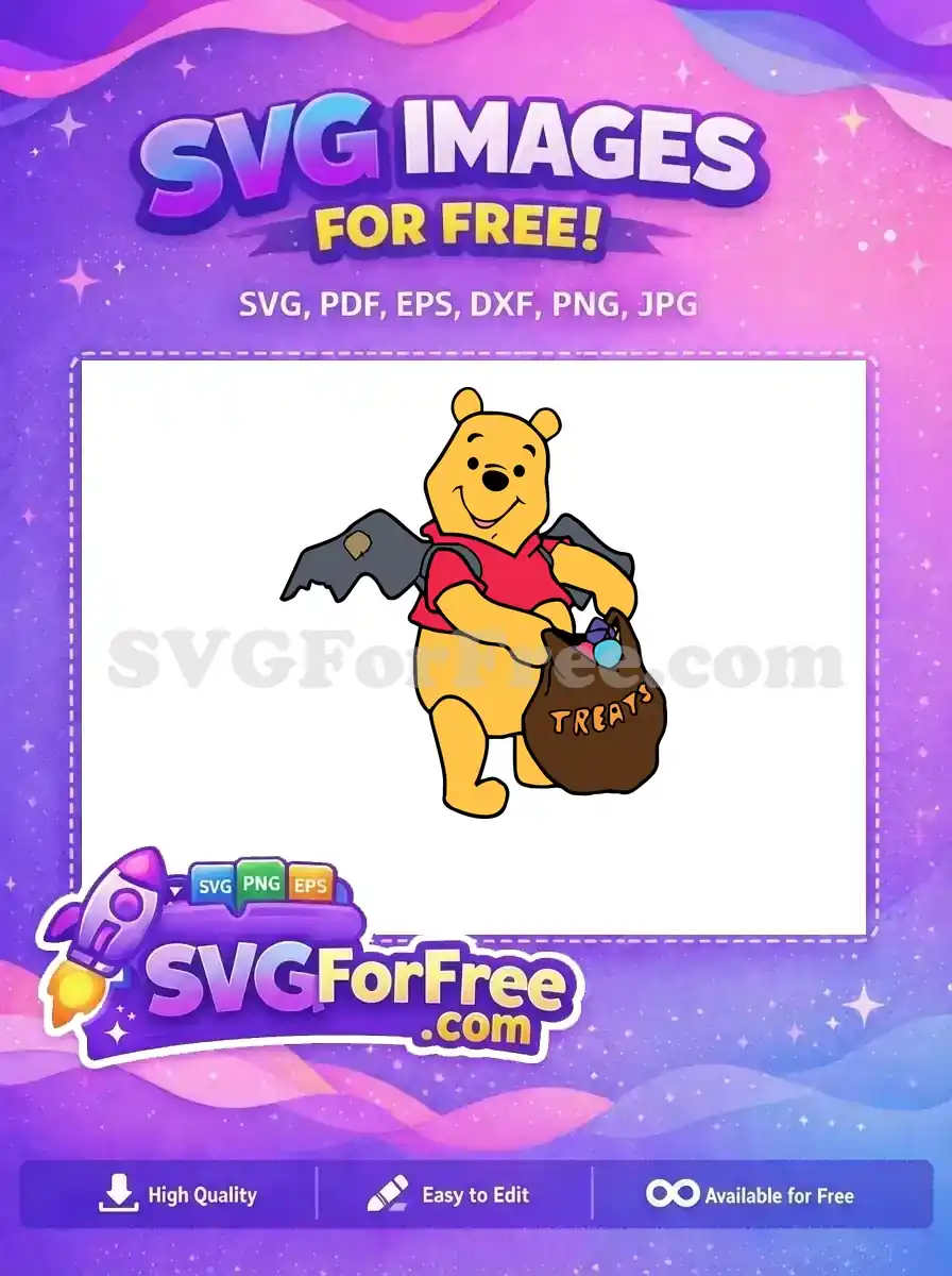 Free Bat Wings Free Treats Bag Pooh Halloween Free SVG