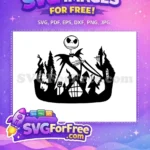 Free Jack Skellington Silhouette Free Spooky Houses Nightmare Free SVG - Instant Download