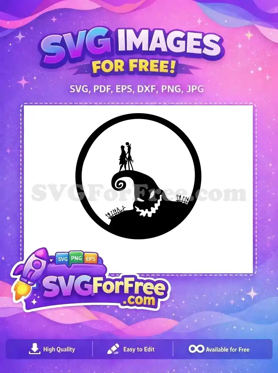 Free Jack Sally Silhouette Free Spooky Hill Nightmare Free SVG