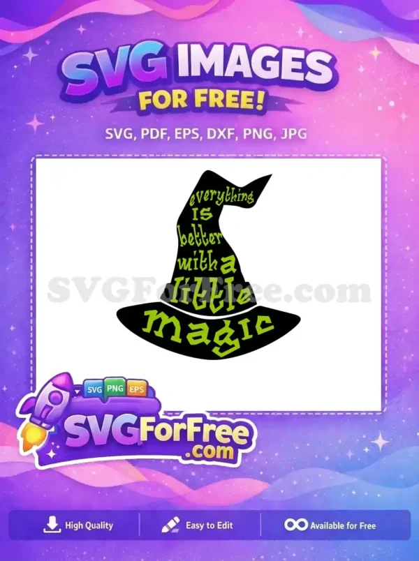 Free Witch Hat Silhouette Free Green Magic Quote Halloween Free SVG