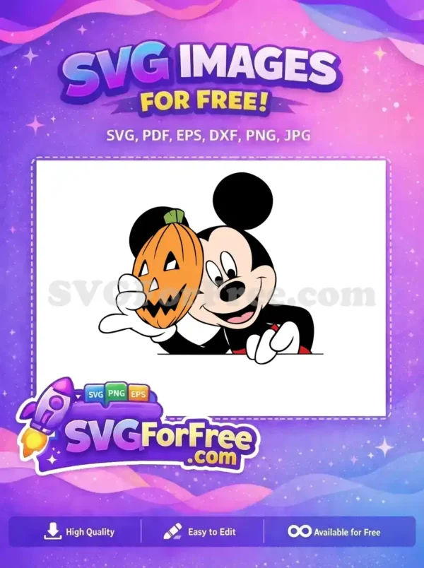 Free Smiling Mickey Free Holding Pumpkin Halloween Free SVG